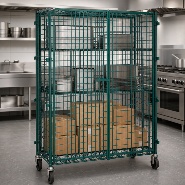 Product image #3 for EagleGard Mobile Wire Security Cage, 51-1/4 x 27-1/4 x 69 Inch, Padlock-Ready Doors