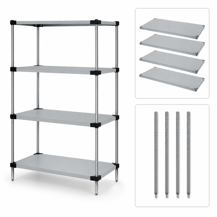 Product image #3 for Quantum 4-Shelf Solid Stainless Steel Shelving Starter Kit, 72 x 21 x 54 Inches