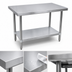 Thumbnail image #3 for BK Resources 72-Inch x 18-Inch 430 Stainless Steel Work Table with Galvanized Undershelf