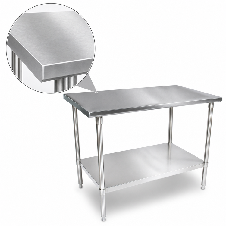 Product image #3 for John Boos Stallion 60-Inch x 30-Inch 14-Gauge Stainless Steel Flat Top Work Table with Adjustable Undershelf