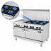 Thumbnail image #3 for Bake Tech Innovation Radiance 60-Inch Gas Restaurant Range with 6 Open Burners, 24-Inch Left Griddle and 2 Standard Ovens