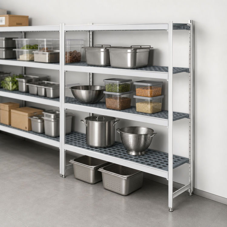 Product image #3 for Fermostock 4-Tier Polymer Shelving Expansion Kit, 38W x 18D x 83H, Gray