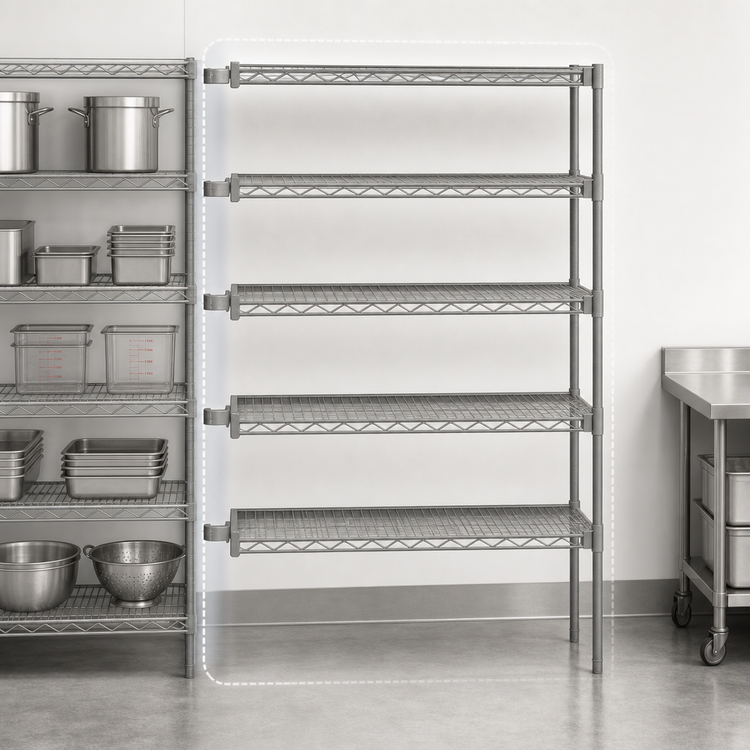 Product image #3 for Valu-Master 5-Tier Add-On Wire Shelving Unit, 24"W x 18"D x 86"H, Pewter Gray Epoxy Finish
