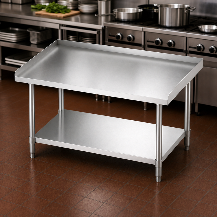 Product image #3 for Winco Stainless Steel Equipment Stand with Raised Edges and Galvanized Undershelf, 48 x 30 x 24 Inches