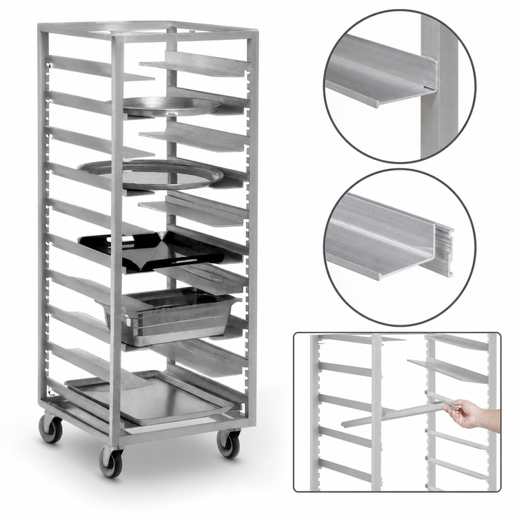 Product image #3 for Channel Manufacturing Mobile Adjustable Aluminum Universal Rack, 12-Pan Capacity