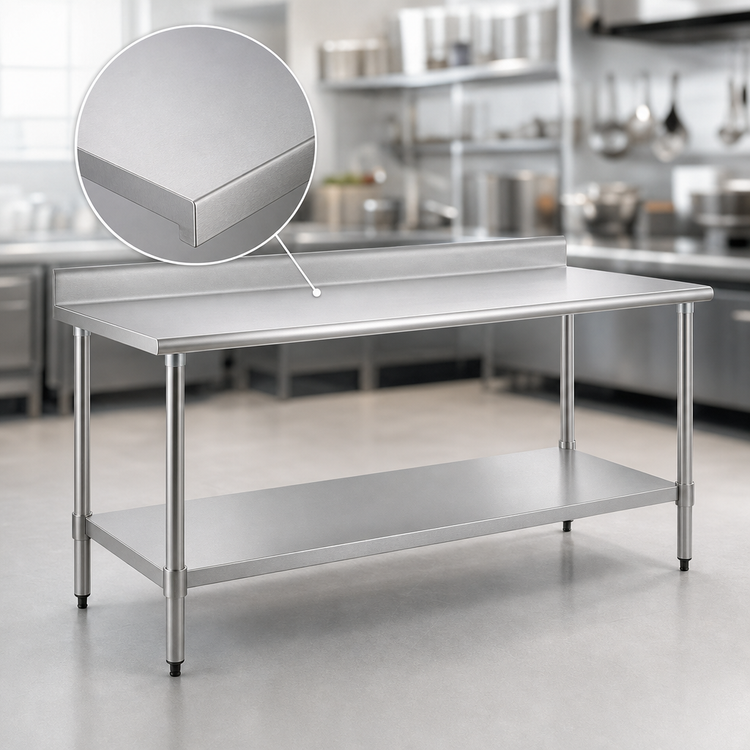 Product image #3 for BlendPort Deluxe Series Stainless Steel Work Table, 60 Inch W x 24 Inch D, with Backsplash and Undershelf