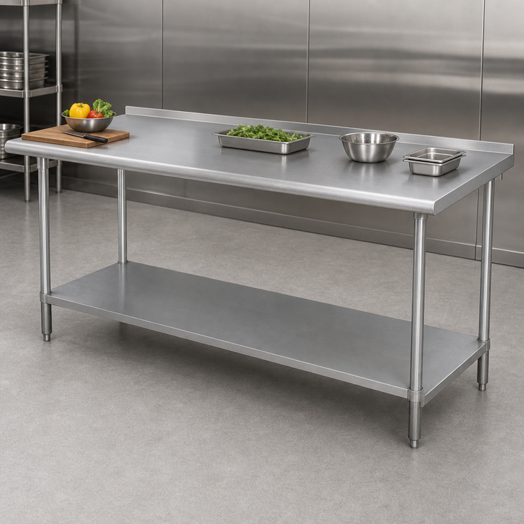 Product image #3 for Advance Tabco FAG-3010 Stainless Steel-Top Work Table with Rear Up-Turn and Galvanized Undershelf, 120" x 30"