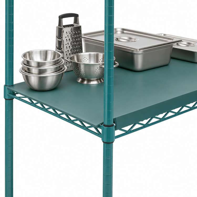 Product image #3 for QuadPLUS Solid Polymer Shelf Mat with QuadTruss Wire Frame, 48 x 24 Inches, Green, MICROGARD Antimicrobial Protection