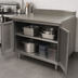 Thumbnail image #3 for Advance Tabco Special Value Economy Enclosed Work Table with Cabinet Base and Hinged Doors, 48 x 24 Inches, 16-Gauge 304 Stainless Steel Top, 5-Inch Backsplash