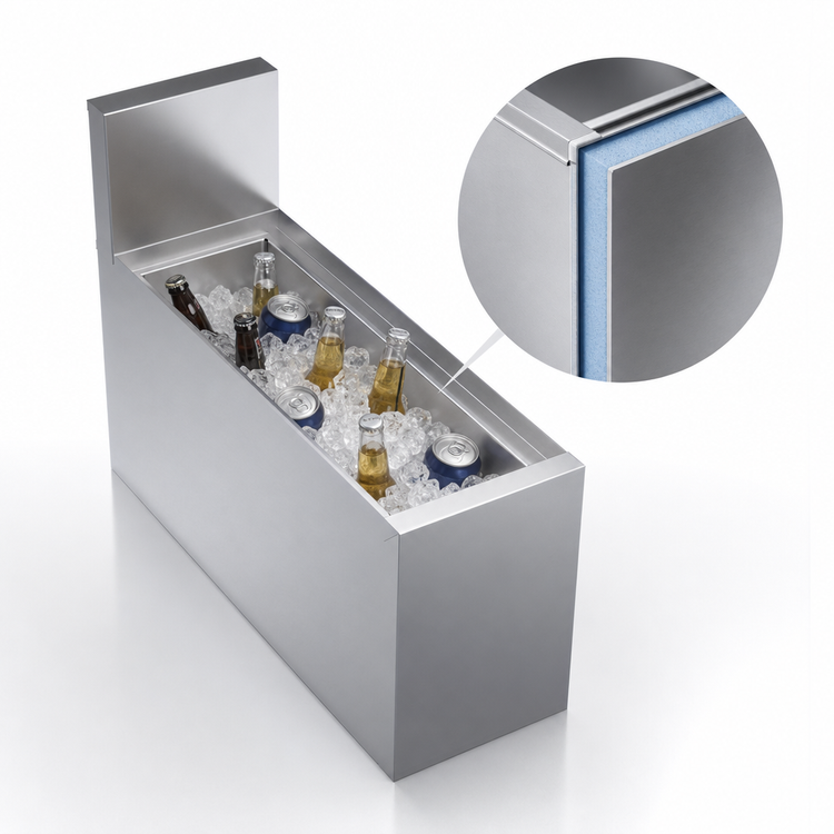 Product image #3 for Krowne Royal Series Insulated Underbar Bottle Storage / Ice Bin, 8-Inch Wide x 24-Inch Deep, 31 lb Capacity