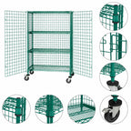 Thumbnail image #3 for Quantum M2460-69SECP-2 Mobile Open-Wire Security Cage, 60 W x 24 D x 69 H, Green Epoxy, 2 Intermediate Shelves