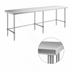 Thumbnail image #3 for Sapphire 120-Inch x 36-Inch 18/430 Stainless Steel Flat Top Work Table with Open Base, Beveled Square Edge, and 6 Legs