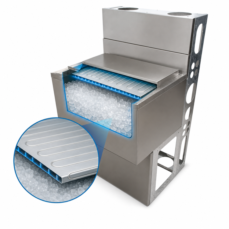 Product image #3 for BK Resources Underbar Ice Bin with 7-Circuit Cold Plate, 140 lb Capacity, 43-Inch Wide
