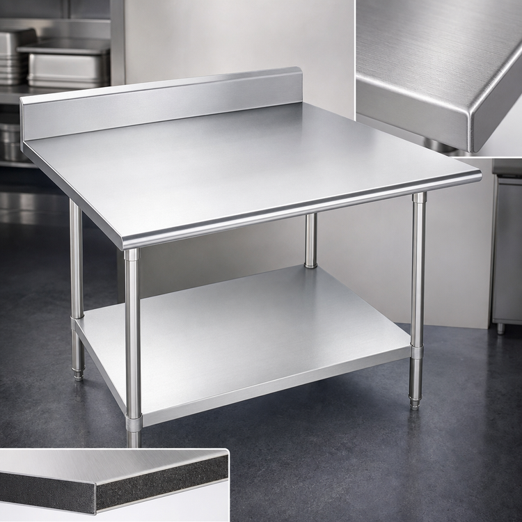 Product image #3 for 48 x 36-Inch Stainless Steel Work Table with 5-Inch Backsplash and Adjustable Undershelf