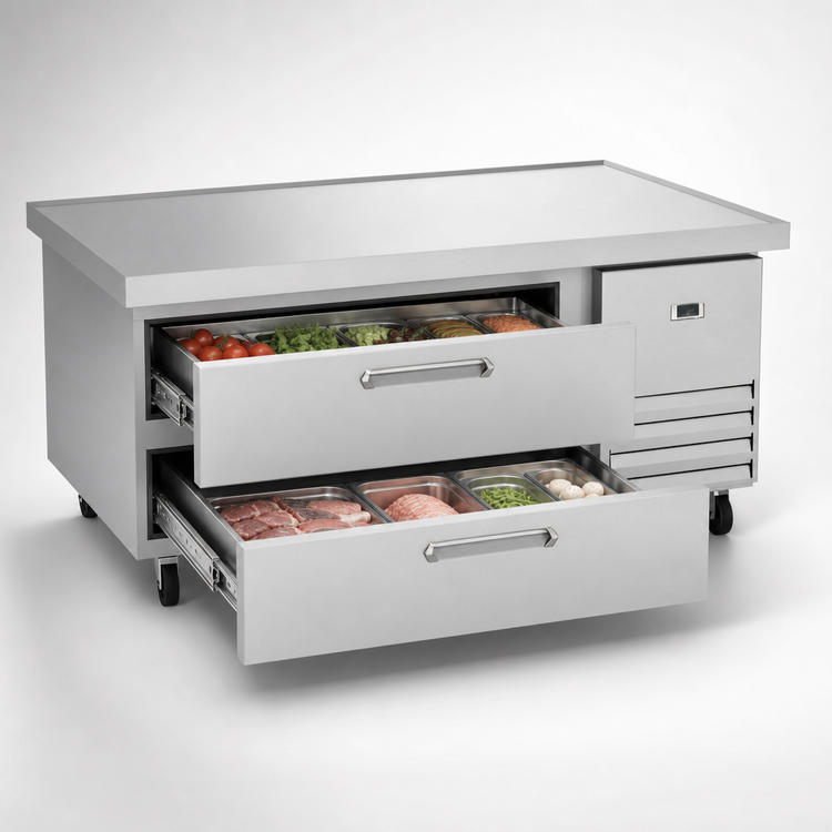 Product image #3 for Kelvinator Commercial 50-Inch 2-Drawer Refrigerated Chef Base with Self-Contained Side-Mounted Refrigeration