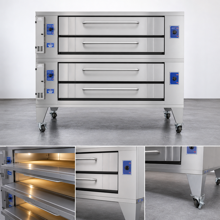 Product image #3 for Bakers Pride Super Deck Series Gas Double Deck Pizza Deck Oven, 60" x 36" Deck, Stainless Steel Exterior