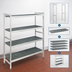 Thumbnail image #3 for Fermostock 4-Tier Stationary Starter Shelving Unit with Removable Polymer Inserts, 38 W x 22 D x 71 H, Gray