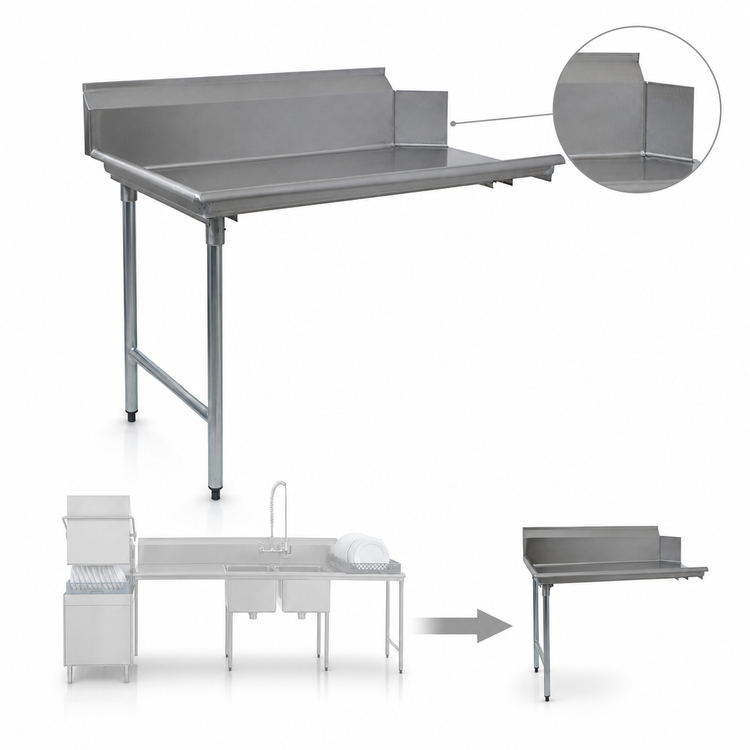 Product image #3 for Eagle Group BlendPort® 48-Inch Straight Right-Hand Clean Dishtable, 16-Gauge 300 Series Stainless Steel, 10-Inch Backsplash