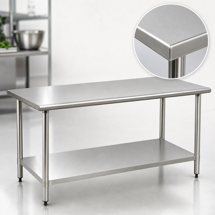 Product image #3 for Eagle Group BlendPort® Deluxe Series Flat Top Stainless Steel Work Table with Adjustable Undershelf, 84 x 24 Inches