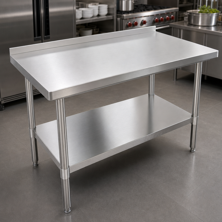 Product image #3 for John Boos Stallion 72 x 30 Economy Work Table with 430 Stainless Steel Top and 1-1/2 Inch Rear Riser