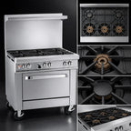 Thumbnail image #3 for Southbend (Middleby) Ultimate 4366A 36-Inch Commercial Gas Range with 5 Open Burners, Convection Oven & Flue Riser Shelf