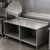 Thumbnail image #3 for BK Resources CSTR5-3696 96-Inch x 36-Inch Stainless Steel Chef Table with Open Front Cabinet Base and 5-Inch Backsplash