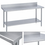 Thumbnail image #3 for Duke Manufacturing 314-24120-5R 120-Inch x 24-Inch 14-Gauge 300 Series Stainless Steel Work Table with 5-Inch Riser and Galvanized Undershelf