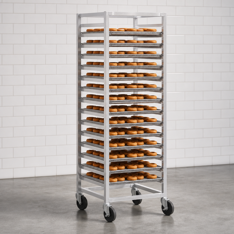 Product image #3 for Mobile Aluminum Donut Screen Rack for 23 x 23 Screens, 13-Screen Capacity