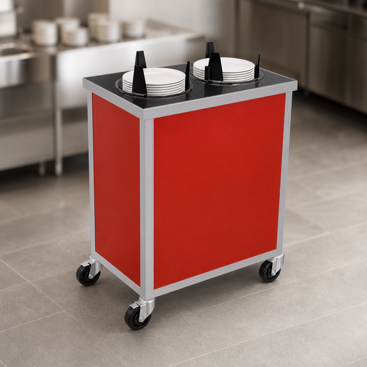 Product image #3 for Atlas Metal Enclosed Mobile Plate Dispenser, 2-Tube, 7-1/4 Inch Max Plate Diameter