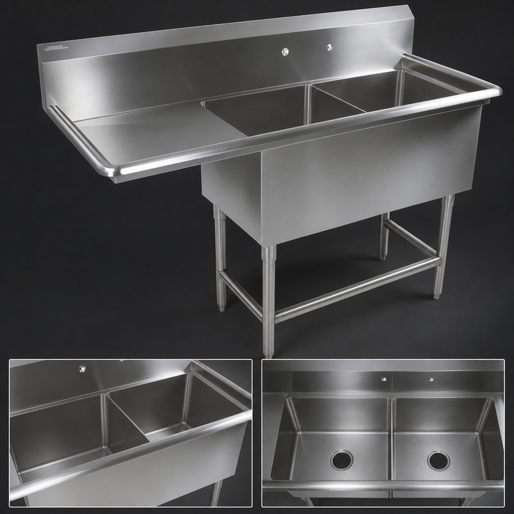 Product image #3 for John Boos Pro-Bowl 2-Compartment Stainless Steel Sink with Left Drainboard