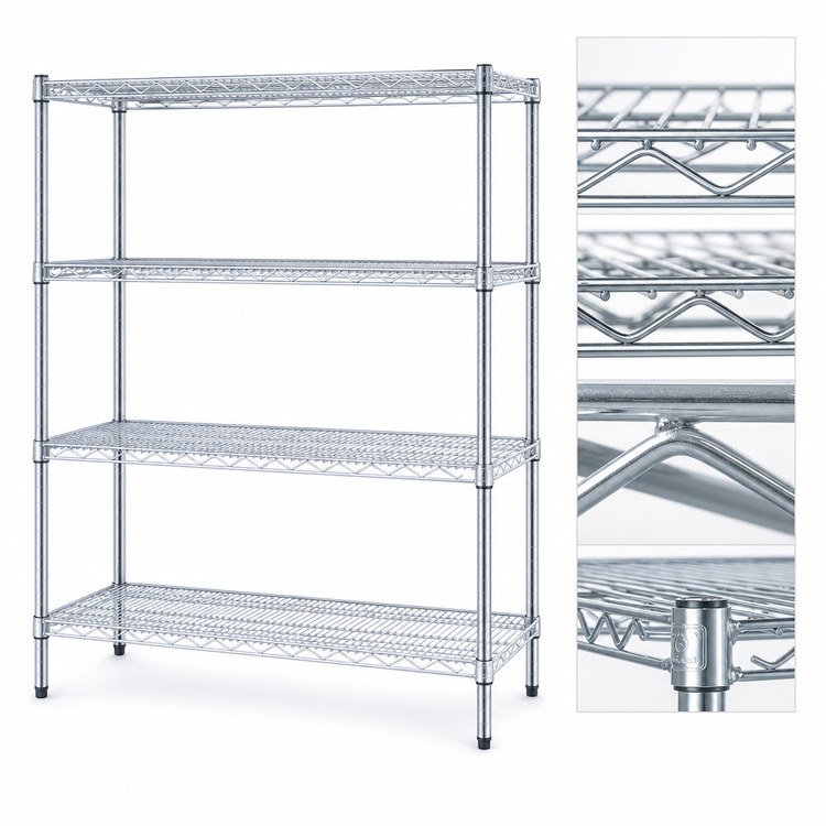Product image #3 for EAGLEbrite Stationary 4-Tier Wire Shelving Starter Unit, 60W x 24D x 63H, Zinc Finish