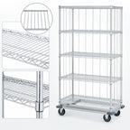 Thumbnail image #3 for Quantum MD2436C47RE-5 Mobile Wire Enclosure Cart, 5 Shelves, 36 x 24 x 81 Inches, Chrome Finish