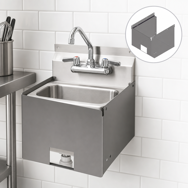 Product image #3 for John Boos Stainless Steel Apron for PBHS 9-Inch x 9-Inch Wall Mount Hand Sink, Deck Mount