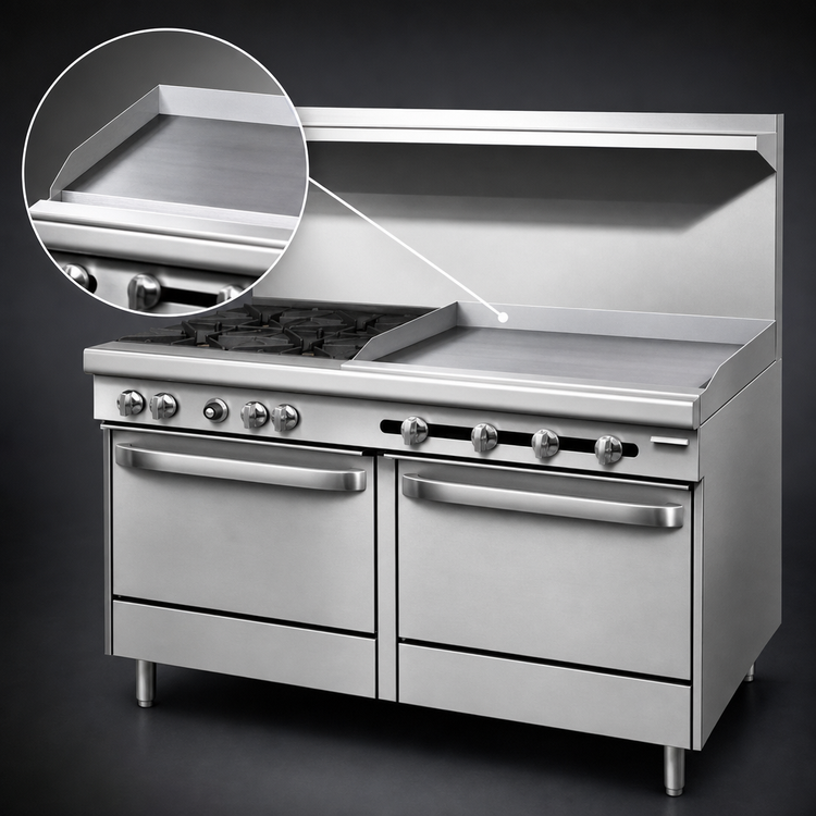 Product image #3 for Southbend S-Series 60-Inch Natural Gas Restaurant Range with 2 Open Burners, 48-Inch Thermostatic Griddle, Standard Oven, and Cabinet Base