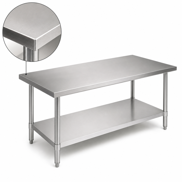 Product image #3 for John Boos Stallion 72" x 24" Stainless Steel Top Work Table with Adjustable Undershelf