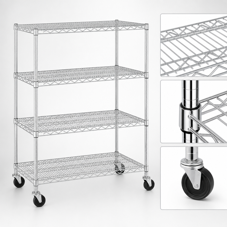 Product image #3 for Metro Super Erecta 36 x 18 x 69-Inch Chrome Wire Stem Caster Cart with 4 Shelves