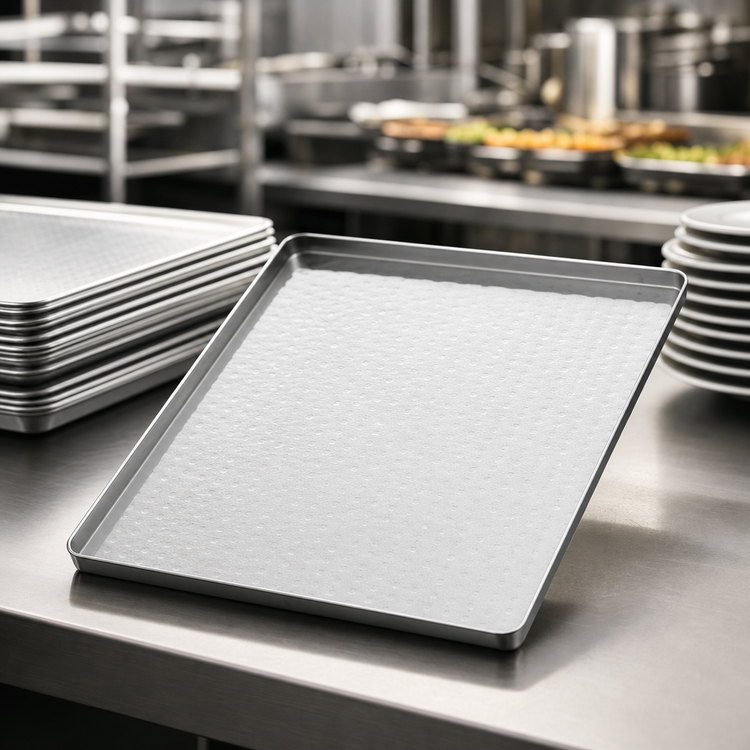 Product image #3 for American Metalcraft HMST12 Heavy-Duty Rectangular Stainless Steel Hammered Serving Tray