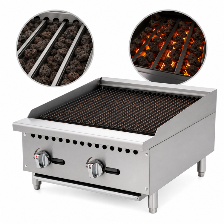 Product image #3 for Migali Competitor Series 24-Inch Countertop Natural Gas Char-Rock Broiler with Lava Rock Radiants
