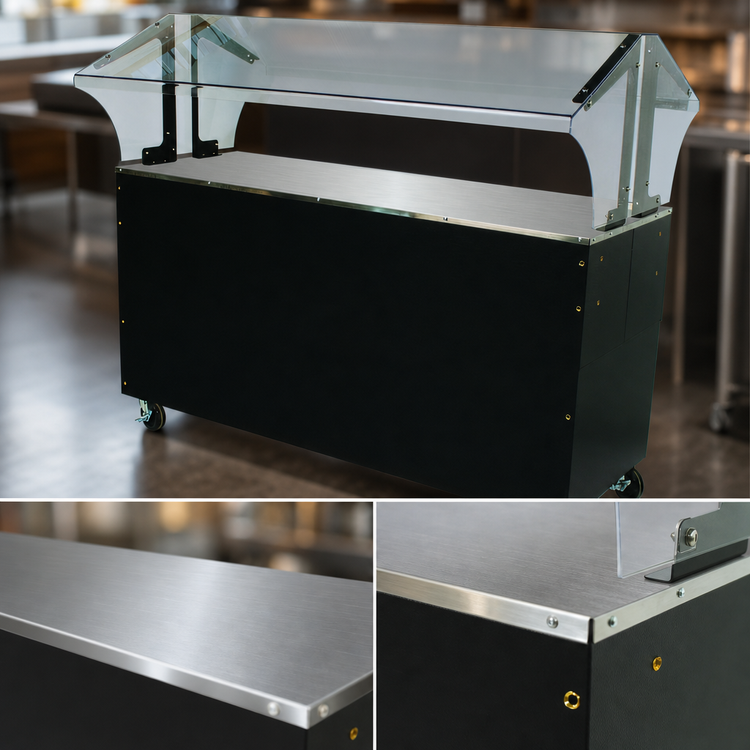 Product image #3 for Advance Tabco Triumph (Supreme) Portable Solid Top Buffet Table, 4-Pan, 62-7/16 Inch, Enclosed Black Vinyl-Clad Base