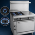 Thumbnail image #3 for Imperial Spec Series 36-Inch Heavy Duty Gas Range with 4 Open Burners and 12-Inch Hot Top, Open Cabinet Base