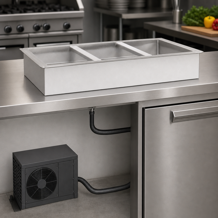 Product image #3 for Atlas Metal Deep Remote Refrigerated Drop-In Cold Pan, 1 Full-Size Pan