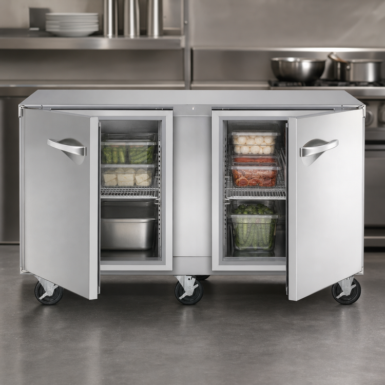 Product image #3 for Dealer's Choice Two-Section Compact Undercounter Reach-In Freezer, 60 Inches Wide