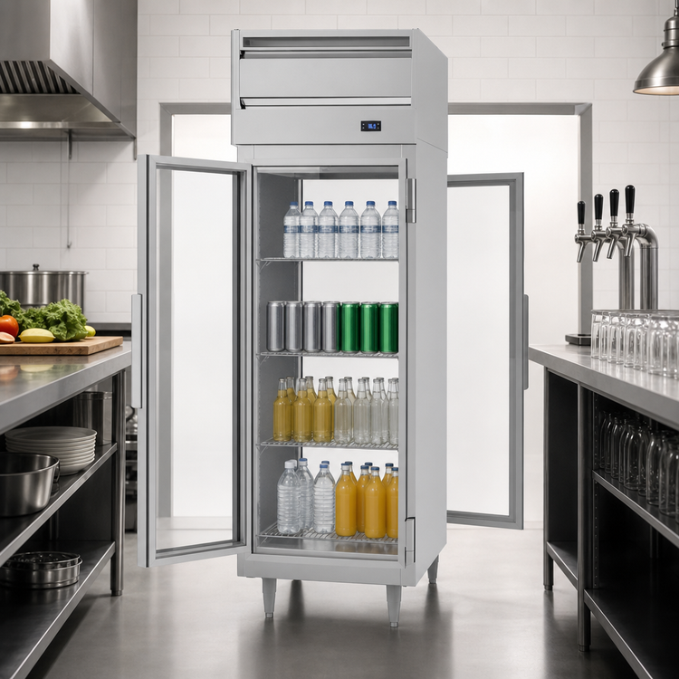 Product image #3 for Beverage-Air P-Series One-Section Pass-Thru Reach-In Refrigerator with 2 Glass Doors, 22.9 Cu. Ft., Standard Depth