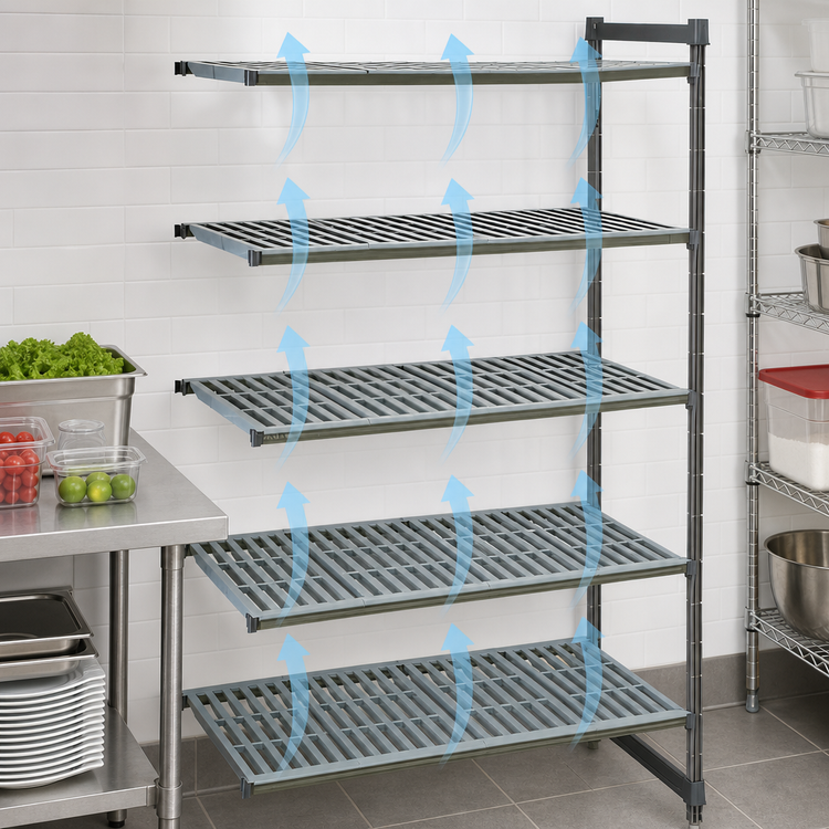 Product image #3 for Cambro Camshelving Basics Plus 24 Inch Deep x 36 Inch Long x 72 Inch High 5-Tier Vented Polymer Shelving Add-On Unit