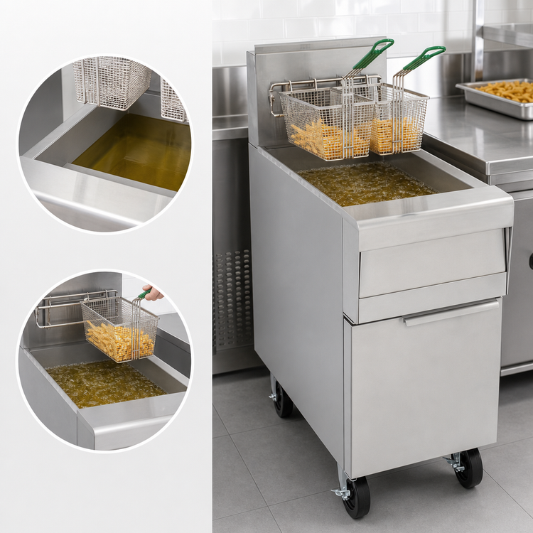 Product image #3 for Frymaster H55 High Efficiency 50 lb Gas Floor Fryer with Open Frypot