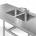 Thumbnail image #3 for Advance Tabco TA-11J-2 Double Bowl Welded Sink Into Table Top with Faucet, 14 x 16 x 12 Inch Bowls