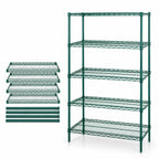Thumbnail image #3 for Quantum WR54-1872P-5 Stationary Wire Shelving Starter Unit, 72" W x 18" D x 54" H, 5 Shelves, Green Epoxy Finish