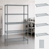 Thumbnail image #4 for Wire Shelving Starter Kit, 54 x 21 x 86 Inch, 5 Shelves, Gray Epoxy Antimicrobial Finish