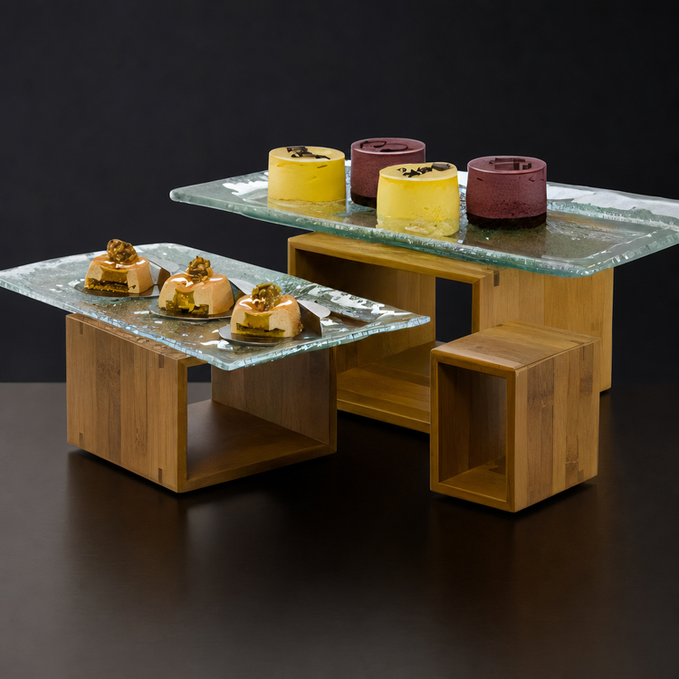 Product image #3 for American Metalcraft Dark Bamboo Open Frame Wood Buffet Riser Set of 3