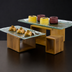 Thumbnail image #3 for American Metalcraft Dark Bamboo Open Frame Wood Buffet Riser Set of 3